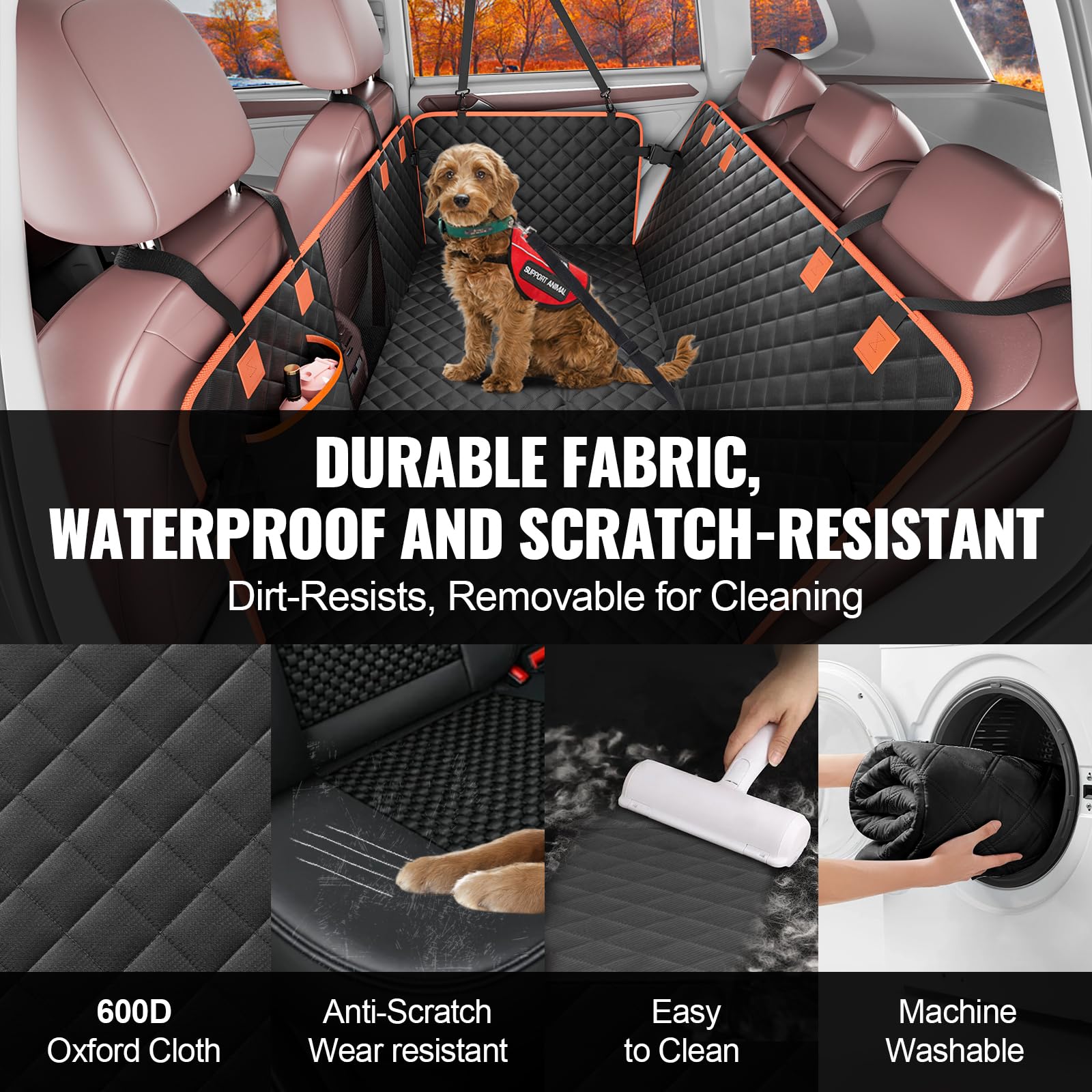 VEVOR Back Seat Extender for Dogs, Hard Bottom Car Seat Cover for Dogs Supports 350lbs,Dog Seat Cover for Back Seat Hard Bottom,